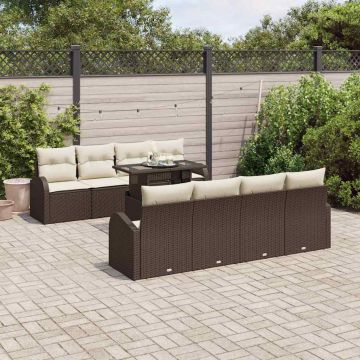 vidaXL Set de canapele pentru grădină 9 pcs Maro 100 x 55 x 73 cm