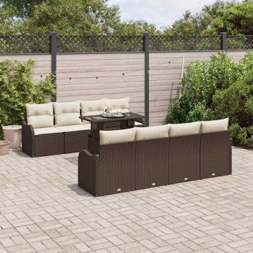 vidaXL Set de canapele pentru grădină 9 pcs Maro 100 x 55 x 73 cm