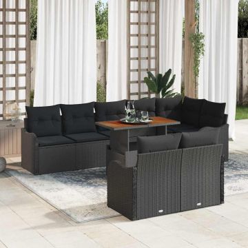 vidaXL Set de canapele pentru grădină 9 pcs Negru 100 x 55 x 73 cm