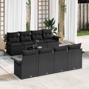 vidaXL Set de canapele pentru grădină 9 pcs Negru 55 x 55 x 37 cm