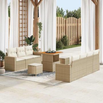 vidaXL Set de canapele pentru grădină cu pernă 10 pcs bej și crem