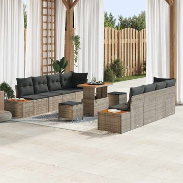 vidaXL Set de canapele pentru grădină cu pernă 11 pcs Gri