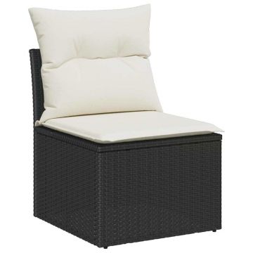 vidaXL Set de canapele pentru grădină cu pernă 12 pcs Negru și Crem