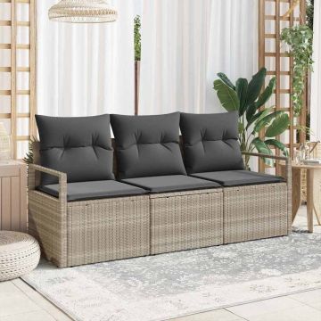 vidaXL Set de canapele pentru grădină cu pernă 3 pcs Gri deschis
