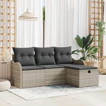 vidaXL Set de canapele pentru grădină cu pernă 4 pcs Gri deschis