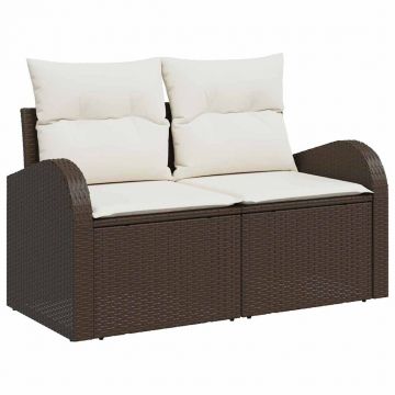 vidaXL Set de canapele pentru grădină cu pernă 5 pcs Maro și Crem