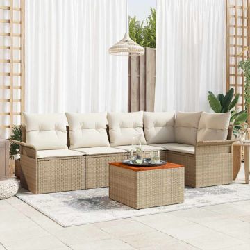 vidaXL Set de canapele pentru grădină cu pernă 6 pcs Bej și crem