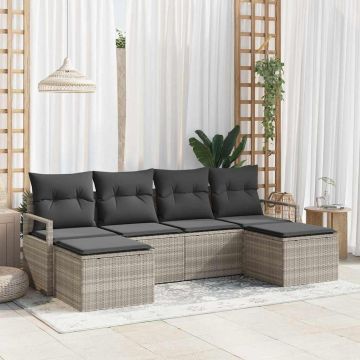 vidaXL Set de canapele pentru grădină cu pernă 6 pcs Gri deschis