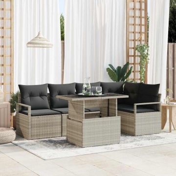 vidaXL Set de canapele pentru grădină cu pernă 6 pcs Gri deschis