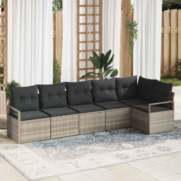 vidaXL Set de canapele pentru grădină cu pernă 6 pcs Gri deschis