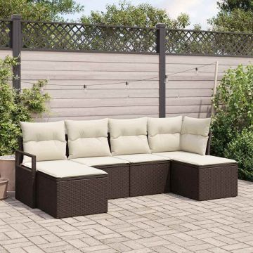 vidaXL Set de canapele pentru grădină cu pernă 6 pcs Maro și Crem