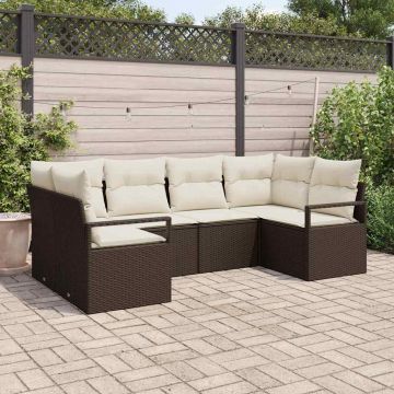 vidaXL Set de canapele pentru grădină cu pernă 6 pcs Maro și Crem
