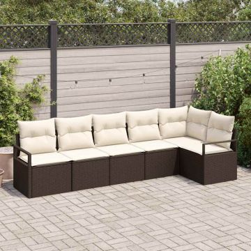 vidaXL Set de canapele pentru grădină cu pernă 6 pcs Maro și Crem