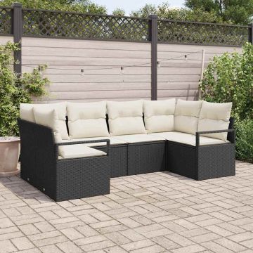 vidaXL Set de canapele pentru grădină cu pernă 6 pcs Negru și Crem