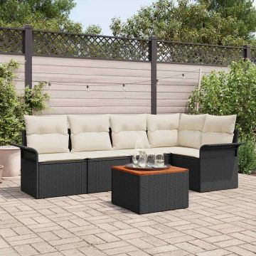vidaXL Set de canapele pentru grădină cu pernă 6 pcs Negru și Crem