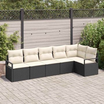 vidaXL Set de canapele pentru grădină cu pernă 6 pcs Negru și Crem