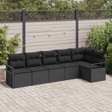 vidaXL Set de canapele pentru grădină cu pernă 6 pcs Negru