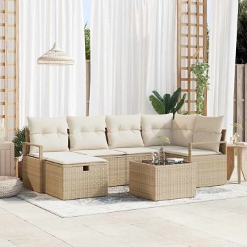 vidaXL Set de canapele pentru grădină cu pernă 7 pcs bej și crem