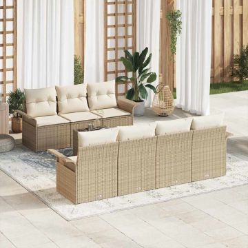 vidaXL Set de canapele pentru grădină cu pernă 8 pcs Bej și crem
