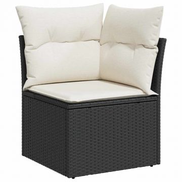 vidaXL Set de canapele pentru grădină cu pernă 8 pcs Negru și Crem