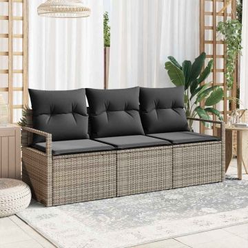 vidaXL Set de canapele pentru grădină cu pernă cu depozitare 3 pcs Gri