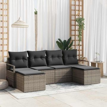 vidaXL Set de canapele pentru grădină cu pernă cu depozitare 6 pcs Gri
