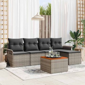 vidaXL Set de canapele pentru grădină cu pernă cu depozitare 6 pcs Gri