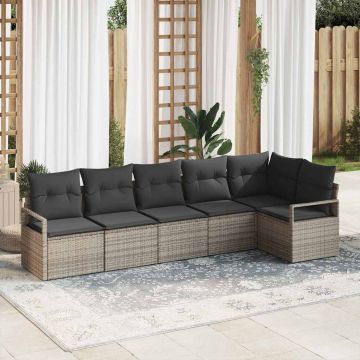 vidaXL Set de canapele pentru grădină cu pernă cu depozitare 6 pcs Gri