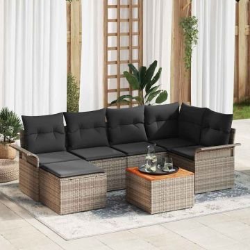 vidaXL Set de canapele pentru grădină cu pernă cu depozitare 7 pcs Gri