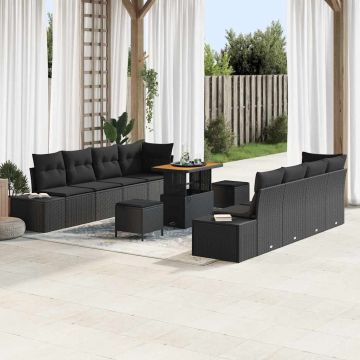 vidaXL Set de canapele pentru grădină cu pernă cu pernă 11 pcs Negru