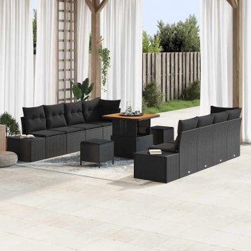 vidaXL Set de canapele pentru grădină cu pernă cu pernă 11 pcs Negru