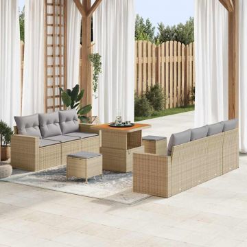 vidaXL Set de canapele pentru grădină Manual 10 pcs bej și gri deschis