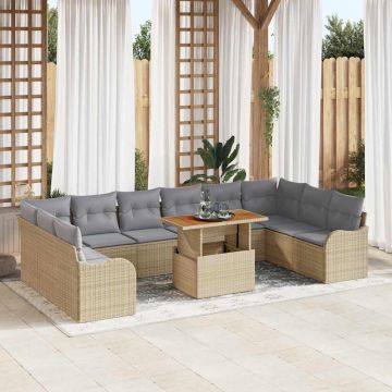 vidaXL Set de canapele pentru grădină Manual 11 pcs bej și gri deschis