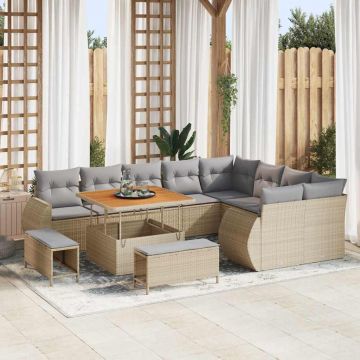 vidaXL Set de canapele pentru grădină Manual 12 pcs bej și gri deschis