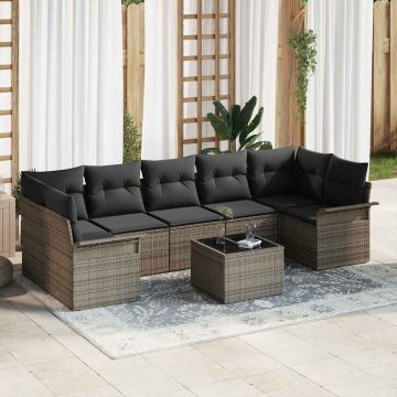 vidaXL Set de canapele pentru grădină Manual 8 pcs Gri 55 x 55 x 37 cm