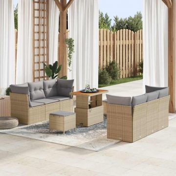 vidaXL Set de canapele pentru grădină Manual 9 pcs bej și gri deschis