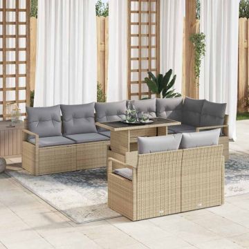 vidaXL Set de canapele pentru grădină Manual 9 pcs bej și gri deschis