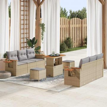 vidaXL Set de canapele pentru grădină Manual 9 pcs bej și gri deschis