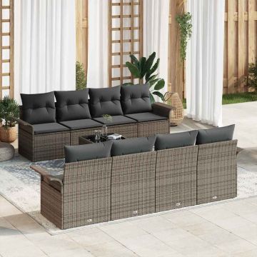 vidaXL Set de canapele pentru grădină Manual 9 pcs Gri 55 x 55 x 37 cm