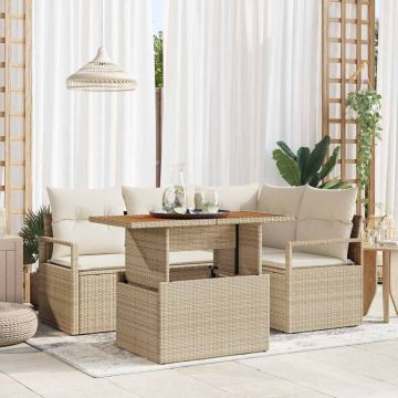 vidaXL Set de masă pentru grădină 5 pcs Bej și crem 100 x 55 x 73 cm