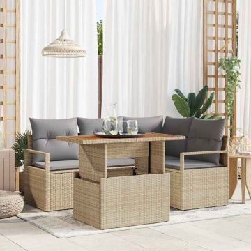 vidaXL Set de masă pentru grădină 5 pcs Bej și gri 100 x 55 x 73 cm