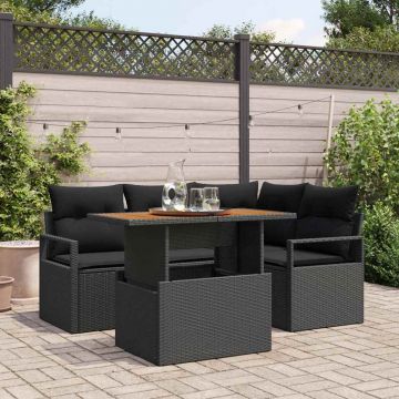 vidaXL Set de masă pentru grădină 5 pcs Negru și Maro 100 x 55 x 73 cm