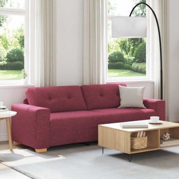 vidaXL Sofa cu 3 locuri cu pernă bordo țesătură