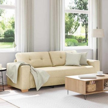 vidaXL Sofa cu 3 locuri cu pernă Crem țesătură