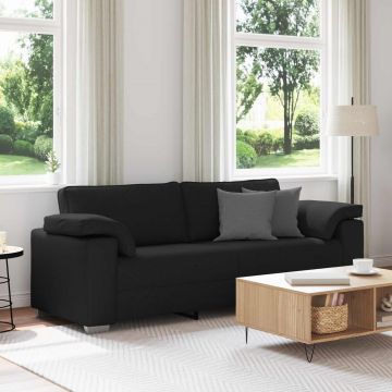 vidaXL Sofa cu 3 locuri Negru 220 cm țesătură