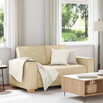 vidaXL Canapea cu 2 locuri, crem, 160x78x84 cm, material textil