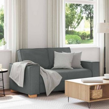 vidaXL Canapea cu 2 locuri, gri închis, 120 cm, material textil