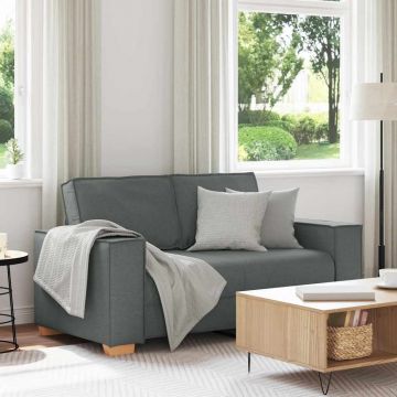 vidaXL Canapea cu 2 locuri, gri închis, 160x78x84 cm, material textil