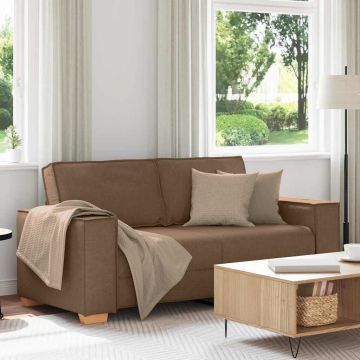 vidaXL Canapea cu 2 locuri, maro, 140 cm, material textil