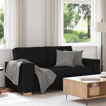 vidaXL Canapea cu 2 locuri, neagră, 140 cm, material textil